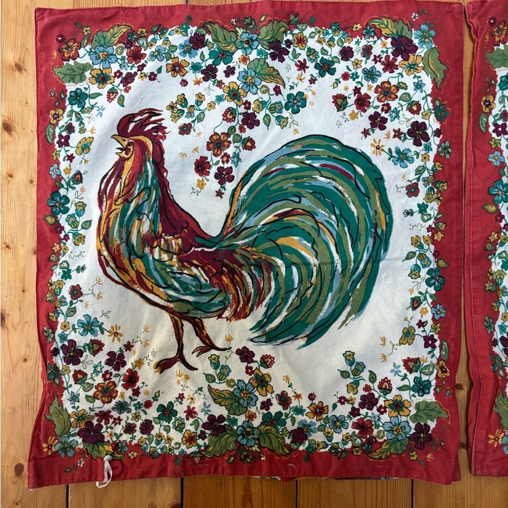 April Cornell Red and Green Rooster Pillow Covers (set of 2)